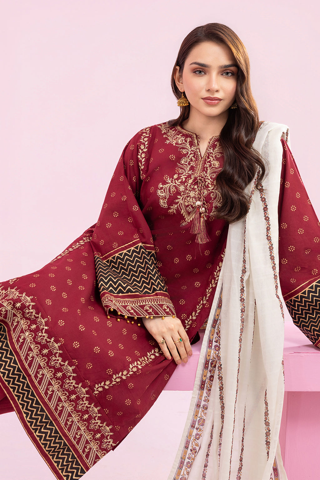 Embroidered Kurta Dupatta Trouser - 2512