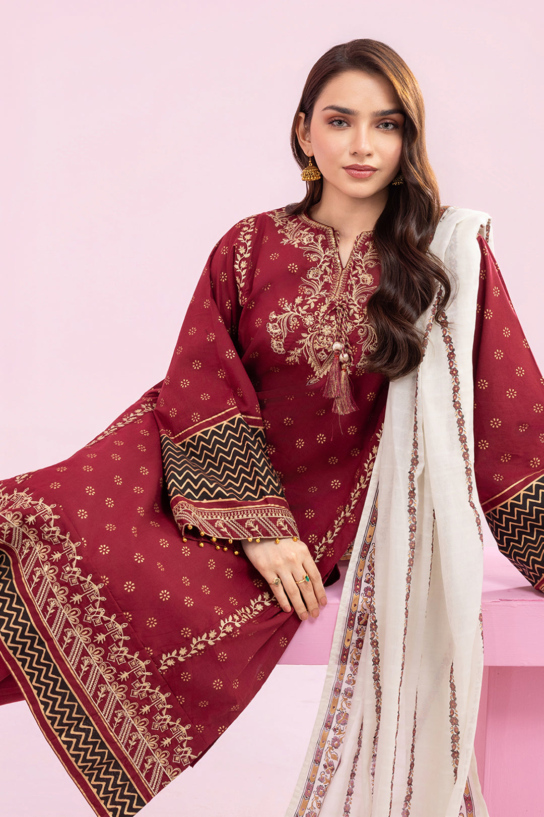 Embroidered Kurta Dupatta Trouser - 2512