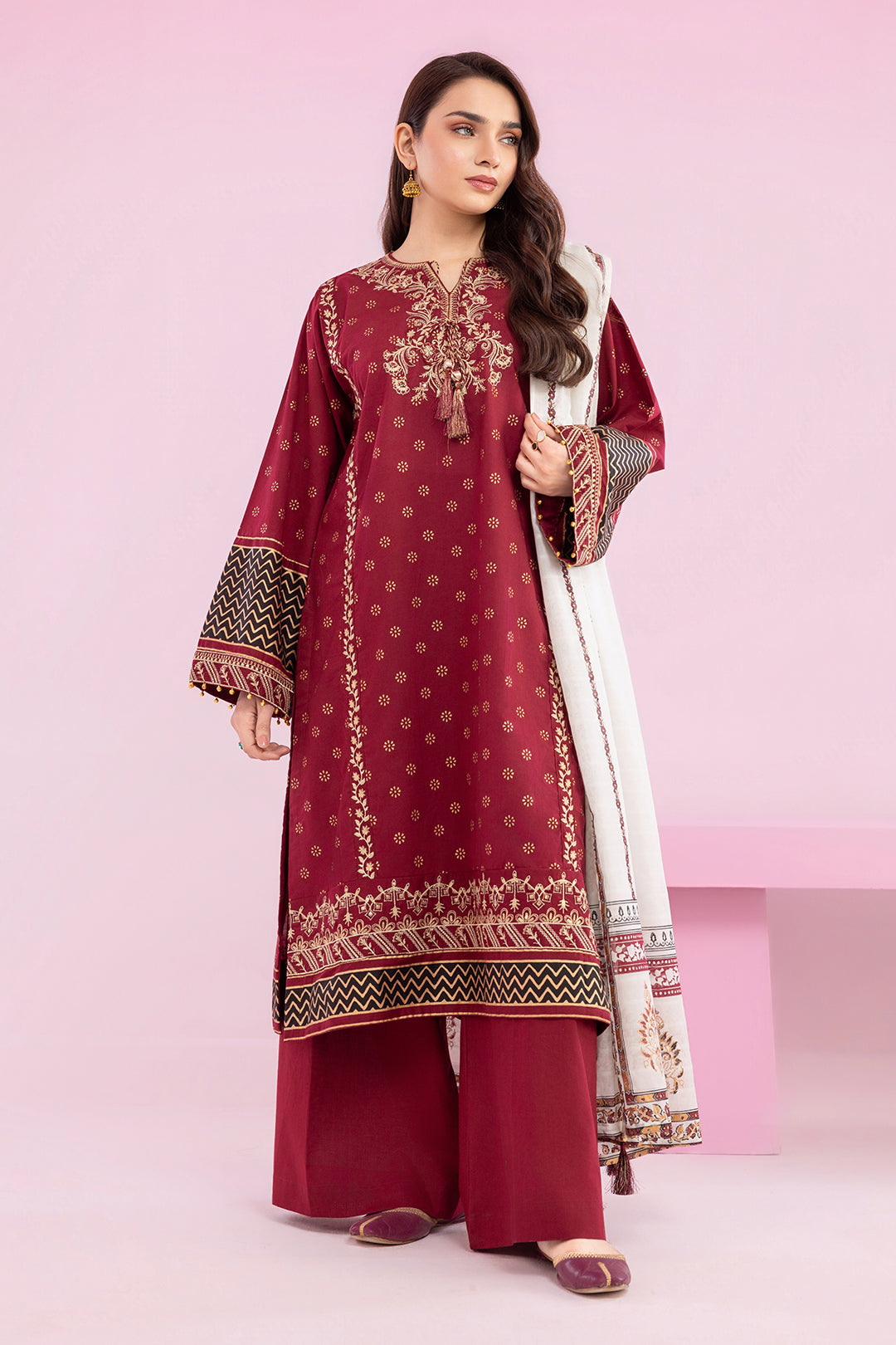 Embroidered Kurta Dupatta Trouser - 2512