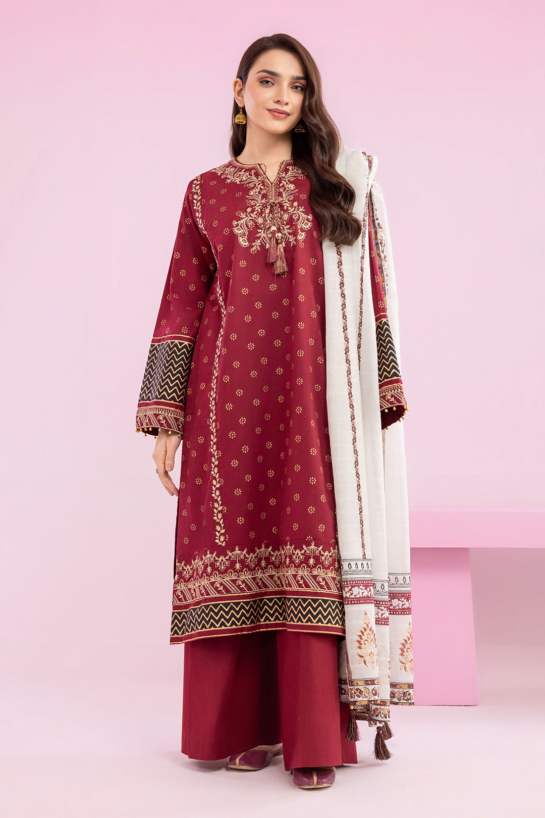 Embroidered Kurta Dupatta Trouser - 2512