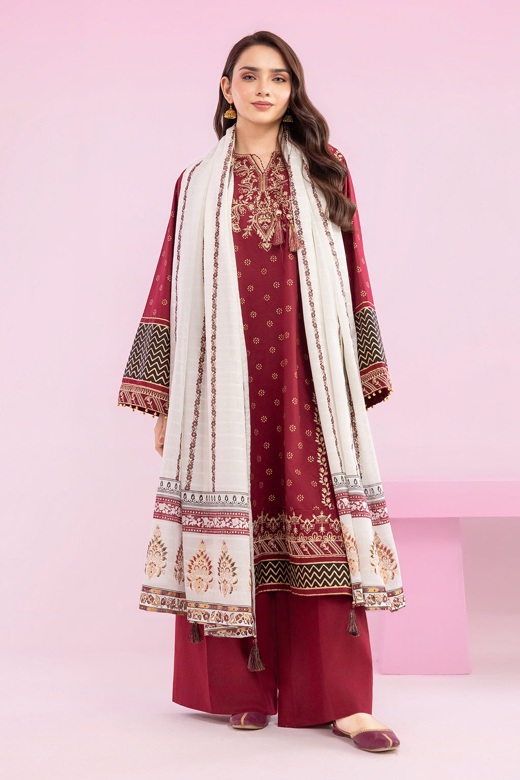 Embroidered Kurta Dupatta Trouser - 2512