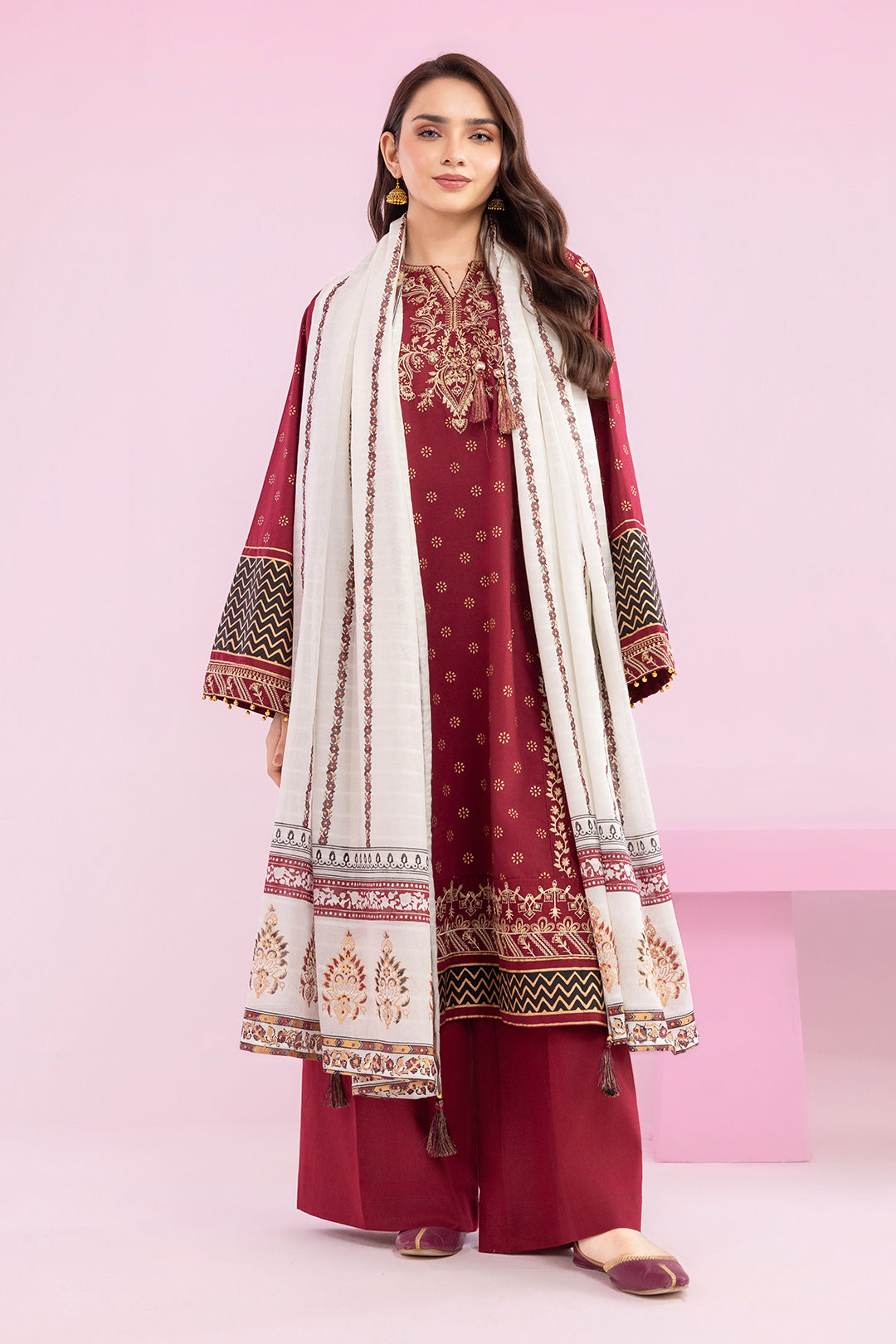 Embroidered Kurta Dupatta Trouser - 2512