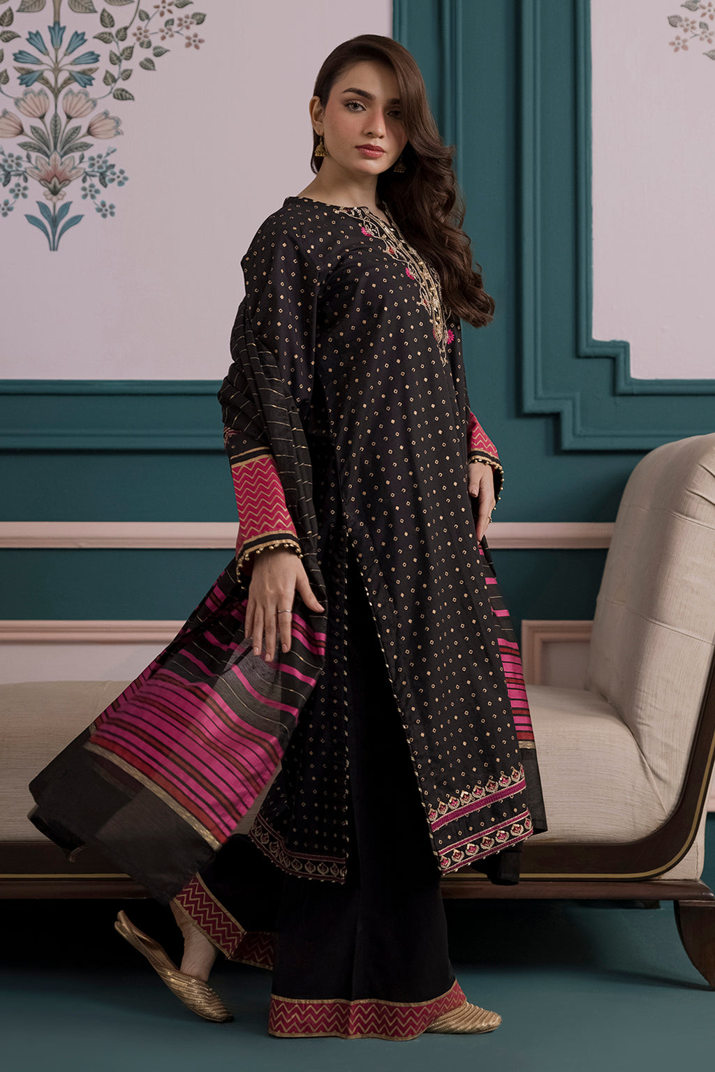Embroidered Kurta Dupatta Trouser - 2514