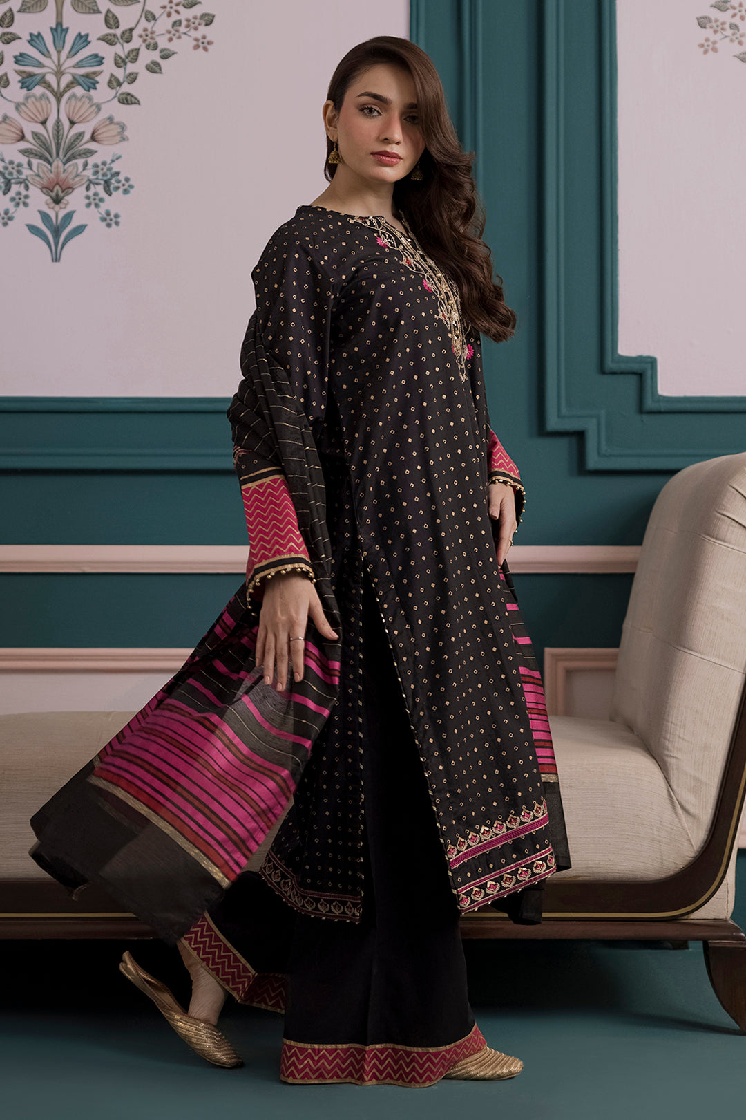 Embroidered Kurta Dupatta Trouser - 2514