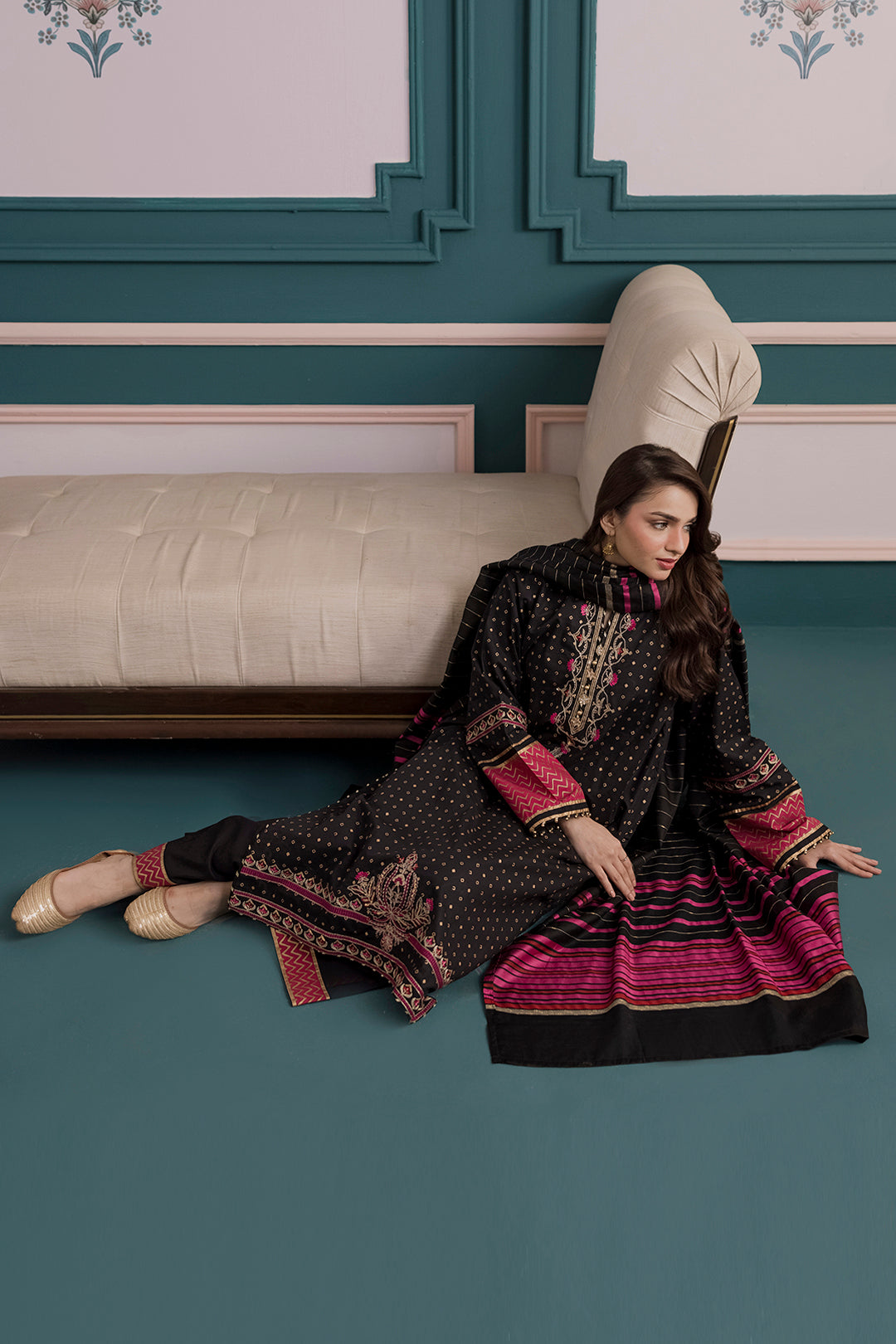 Embroidered Kurta Dupatta Trouser - 2514