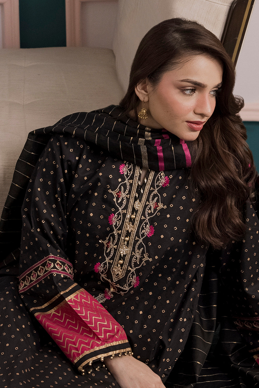 Embroidered Kurta Dupatta Trouser - 2514
