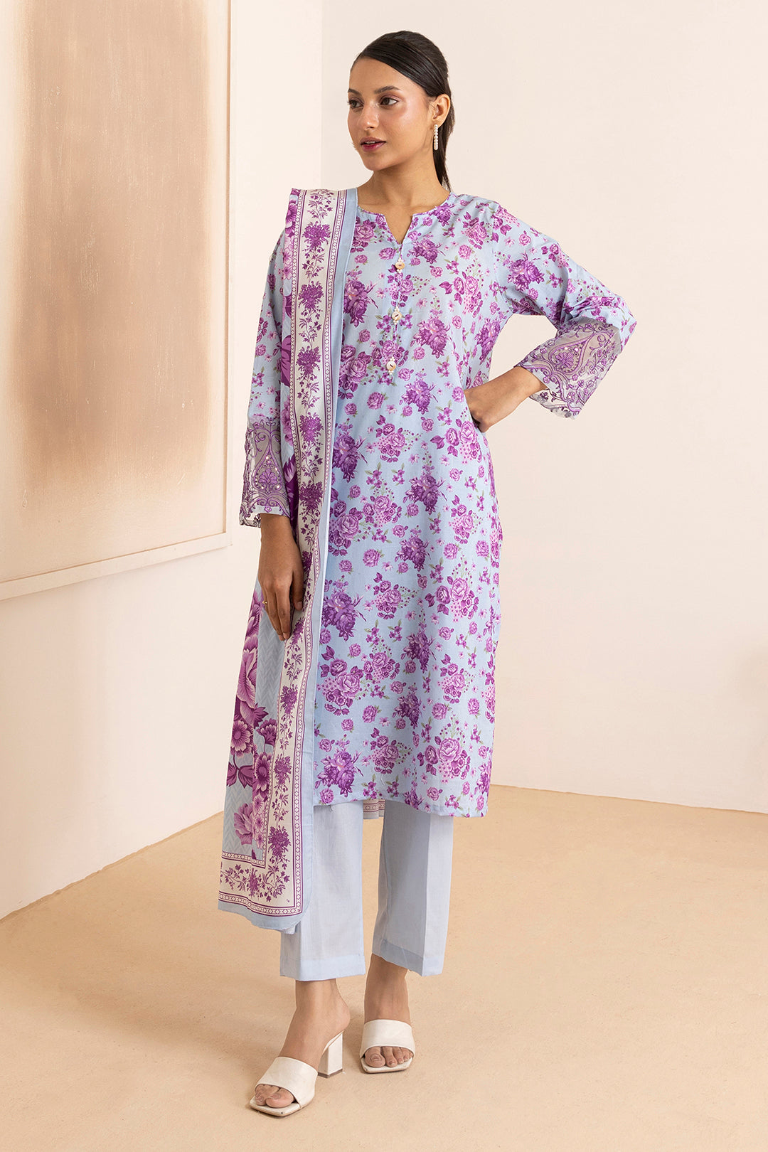 Embroidered Kurta Dupatta Trouser - 2633