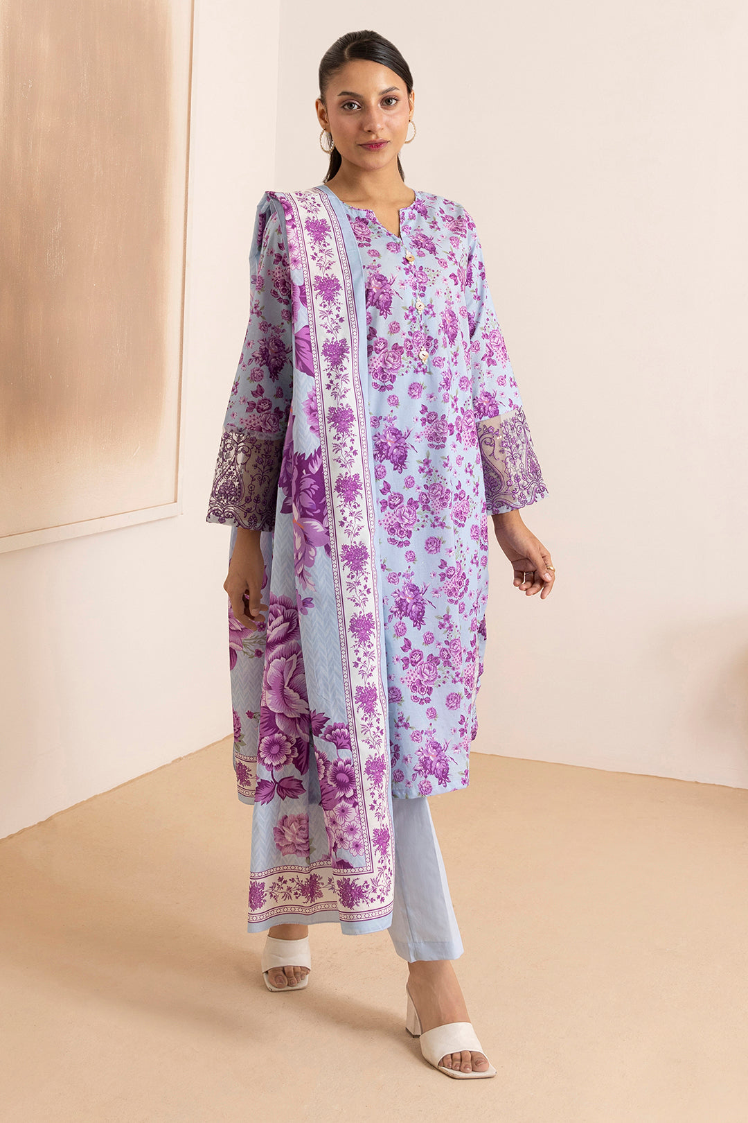 Embroidered Kurta Dupatta Trouser - 2633