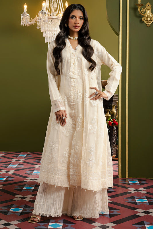 Front Open Frock With Crushed Plazo - 0711