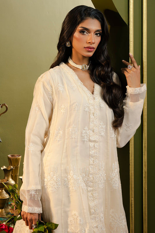 Front Open Frock With Crushed Plazo - 0711