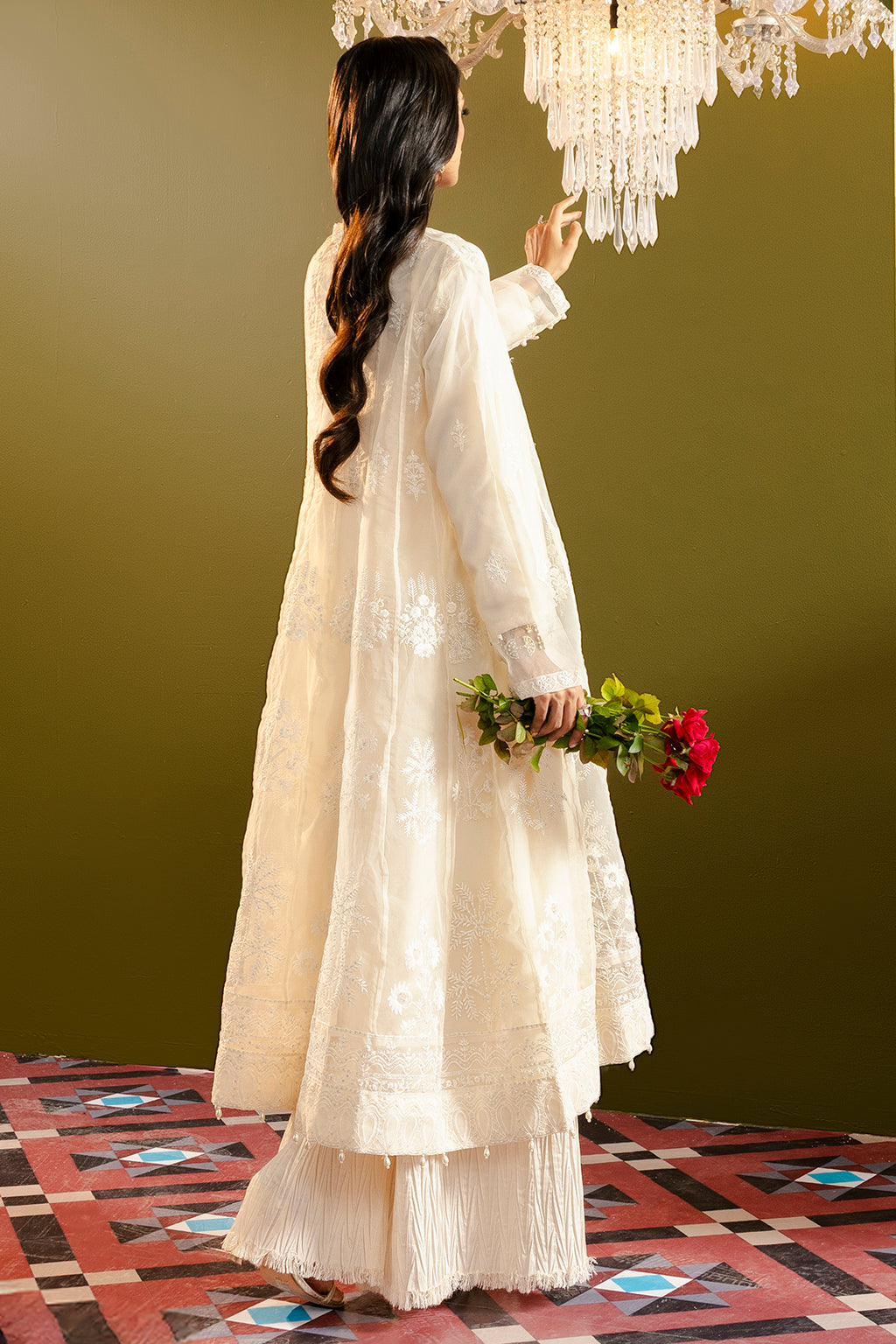 Front Open Frock With Crushed Plazo - 0711