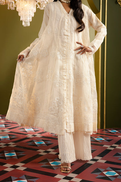 Front Open Frock With Crushed Plazo - 0711