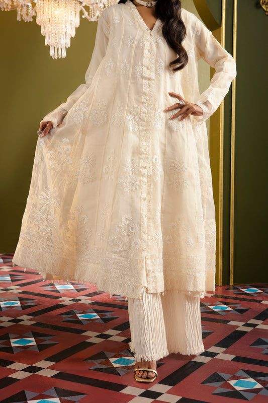 Front Open Frock With Crushed Plazo - 0711