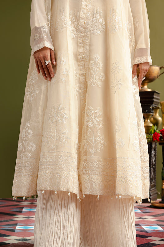 Front Open Frock With Crushed Plazo - 0711