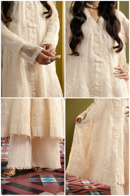 Front Open Frock With Crushed Plazo - 0711