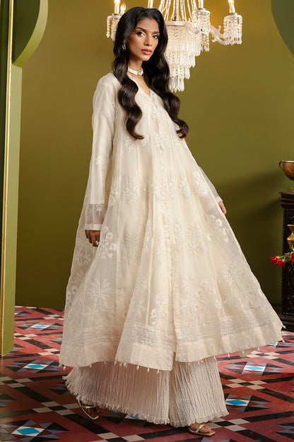 Front Open Frock With Crushed Plazo - 0711