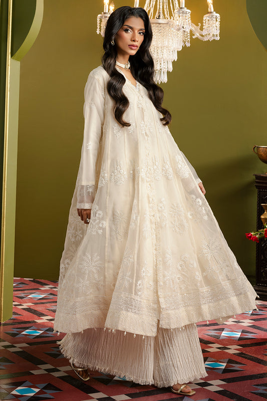 Front Open Frock With Crushed Plazo - 0711