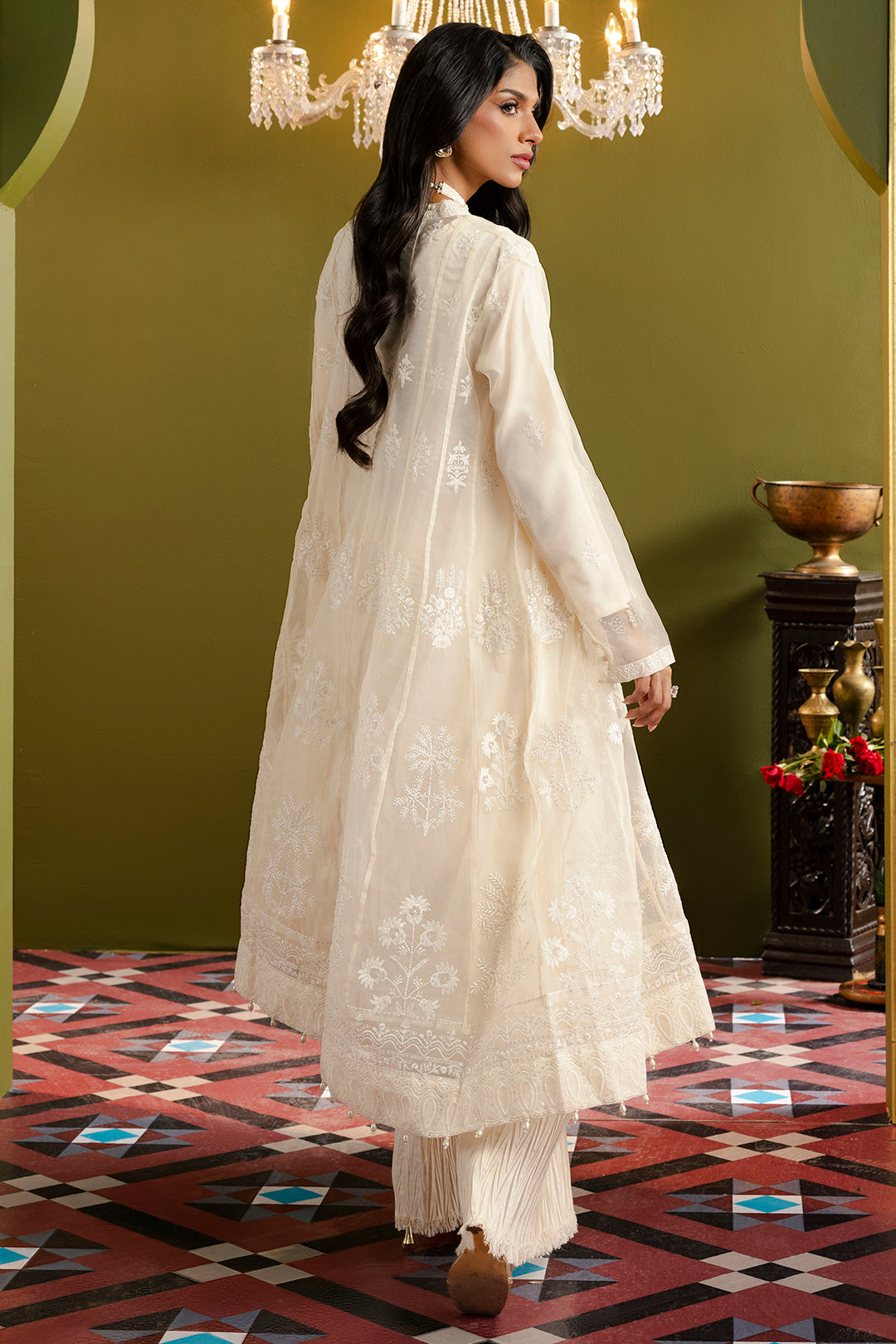 Front Open Frock With Crushed Plazo - 0711