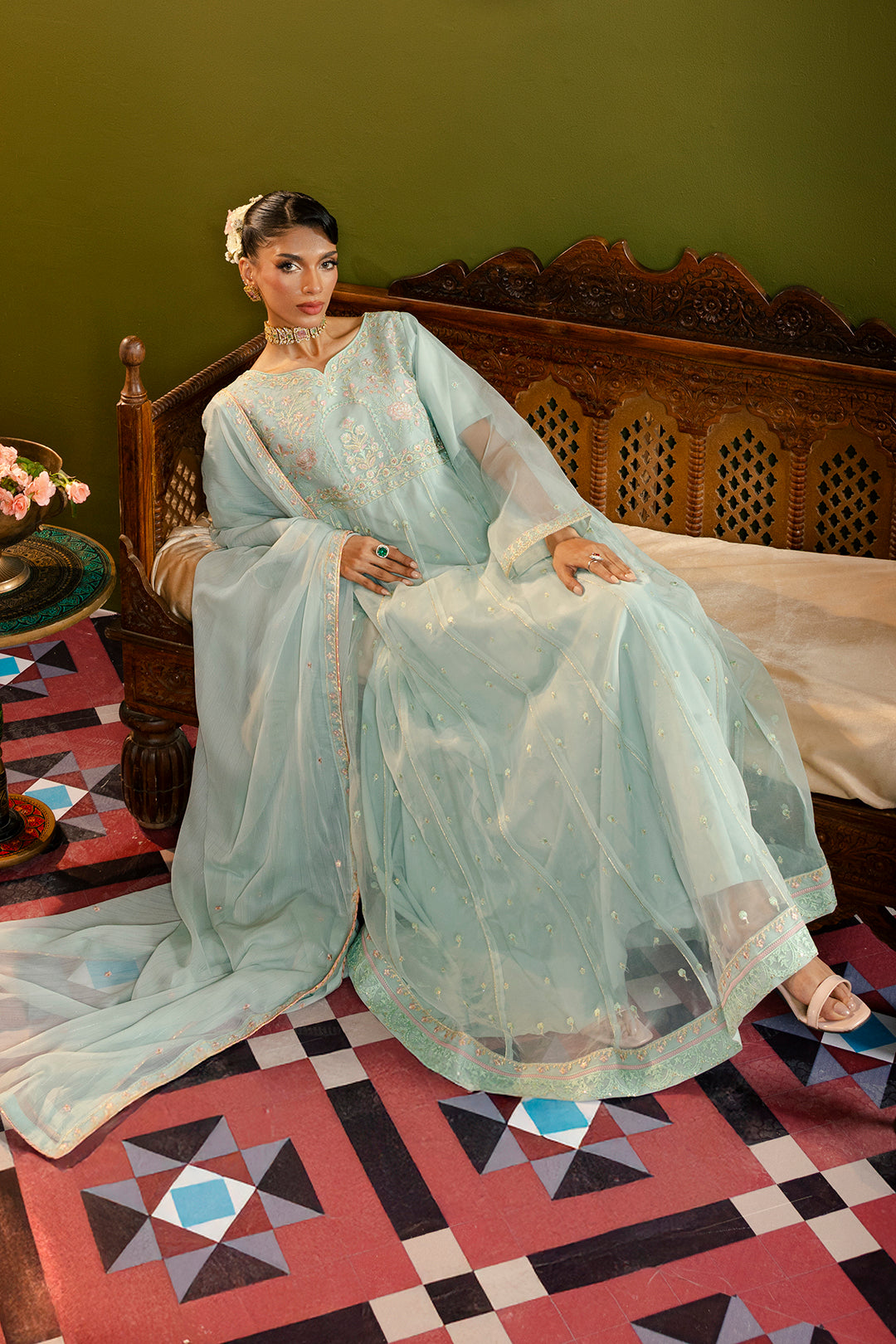Frock With Trousers & Dupatta - 0715