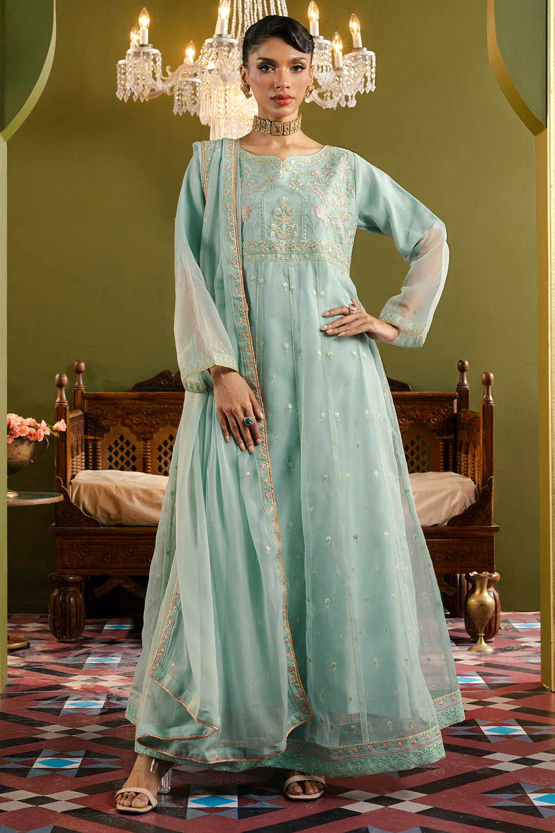 Frock With Trousers & Dupatta - 0715
