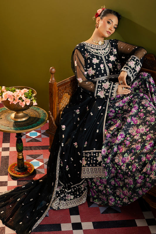 Front Open Frock With Flared Pant & Dupatta - 0717