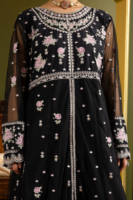 Front Open Frock With Flared Pant & Dupatta - 0717