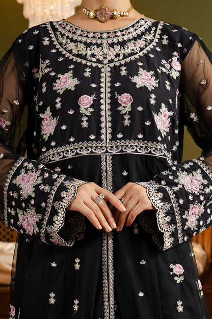 Front Open Frock With Flared Pant & Dupatta - 0717