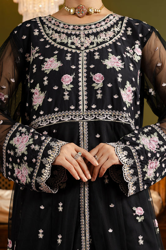 Front Open Frock With Flared Pant & Dupatta - 0717