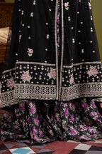 Front Open Frock With Flared Pant & Dupatta - 0717
