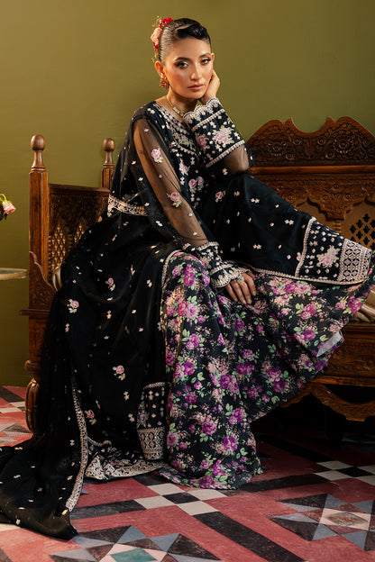 Front Open Frock With Flared Pant & Dupatta - 0717