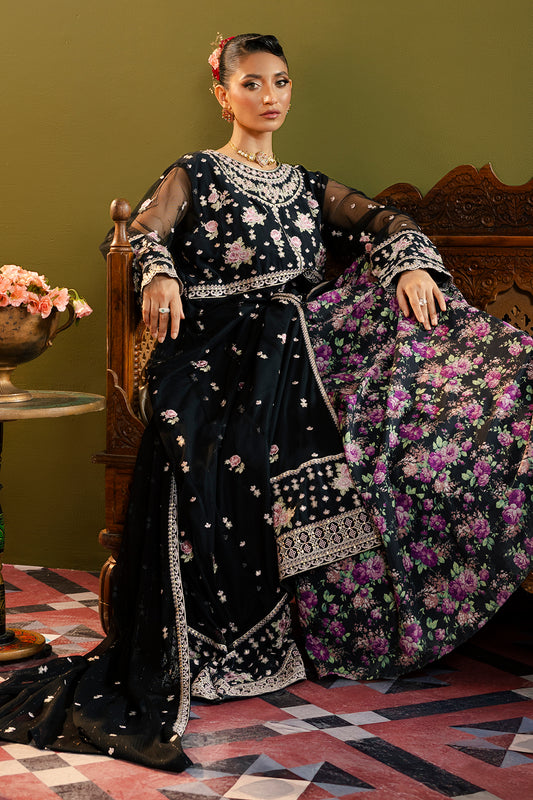 Front Open Frock With Flared Pant & Dupatta - 0717