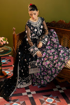 Front Open Frock With Flared Pant & Dupatta - 0717