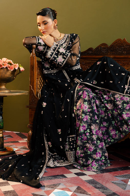 Front Open Frock With Flared Pant & Dupatta - 0717