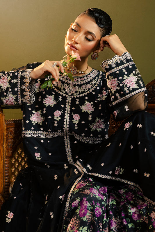 Front Open Frock With Flared Pant & Dupatta - 0717