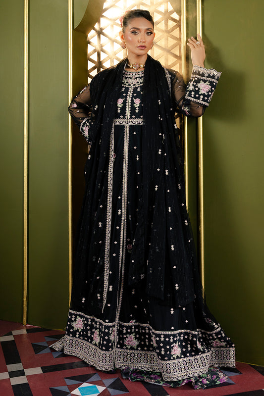Front Open Frock With Flared Pant & Dupatta - 0717