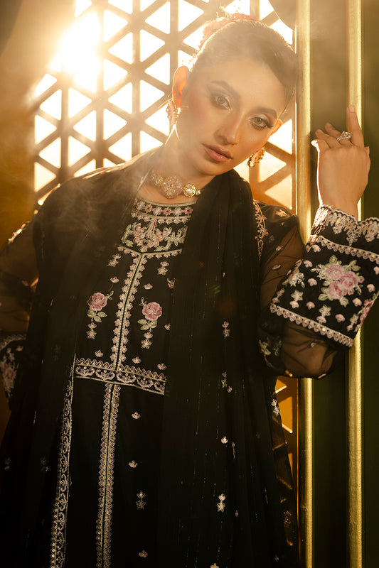Front Open Frock With Flared Pant & Dupatta - 0717