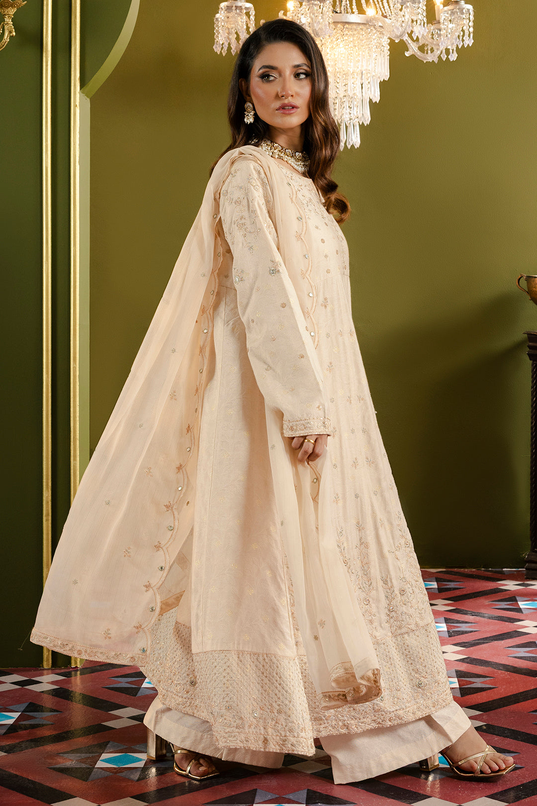 Frock With Dhaka Pajama & Dupatta - 0718