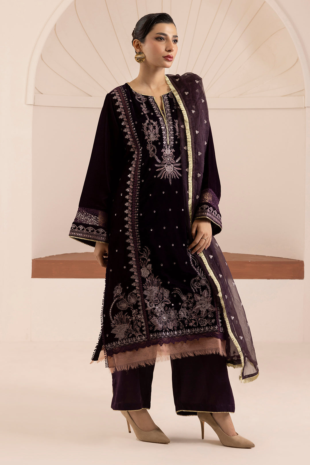 Embroidered Kurta Dupatta Trouser - 0734