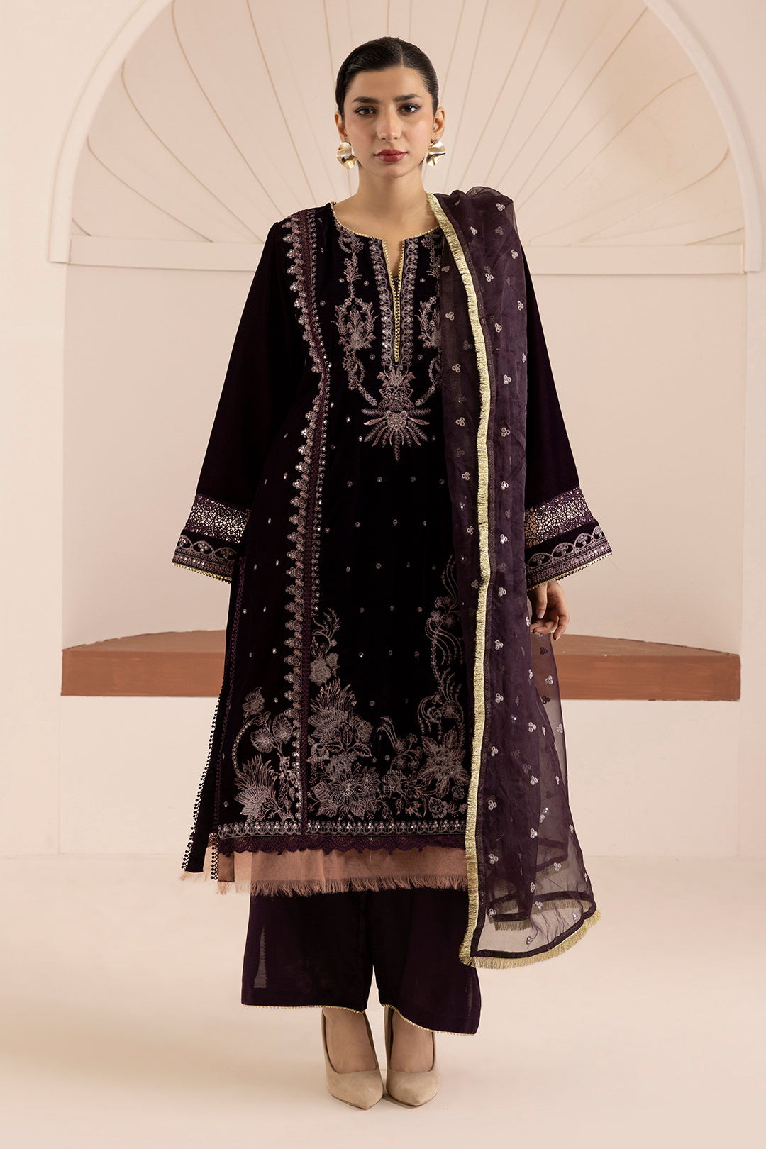 Embroidered Kurta Dupatta Trouser - 0734