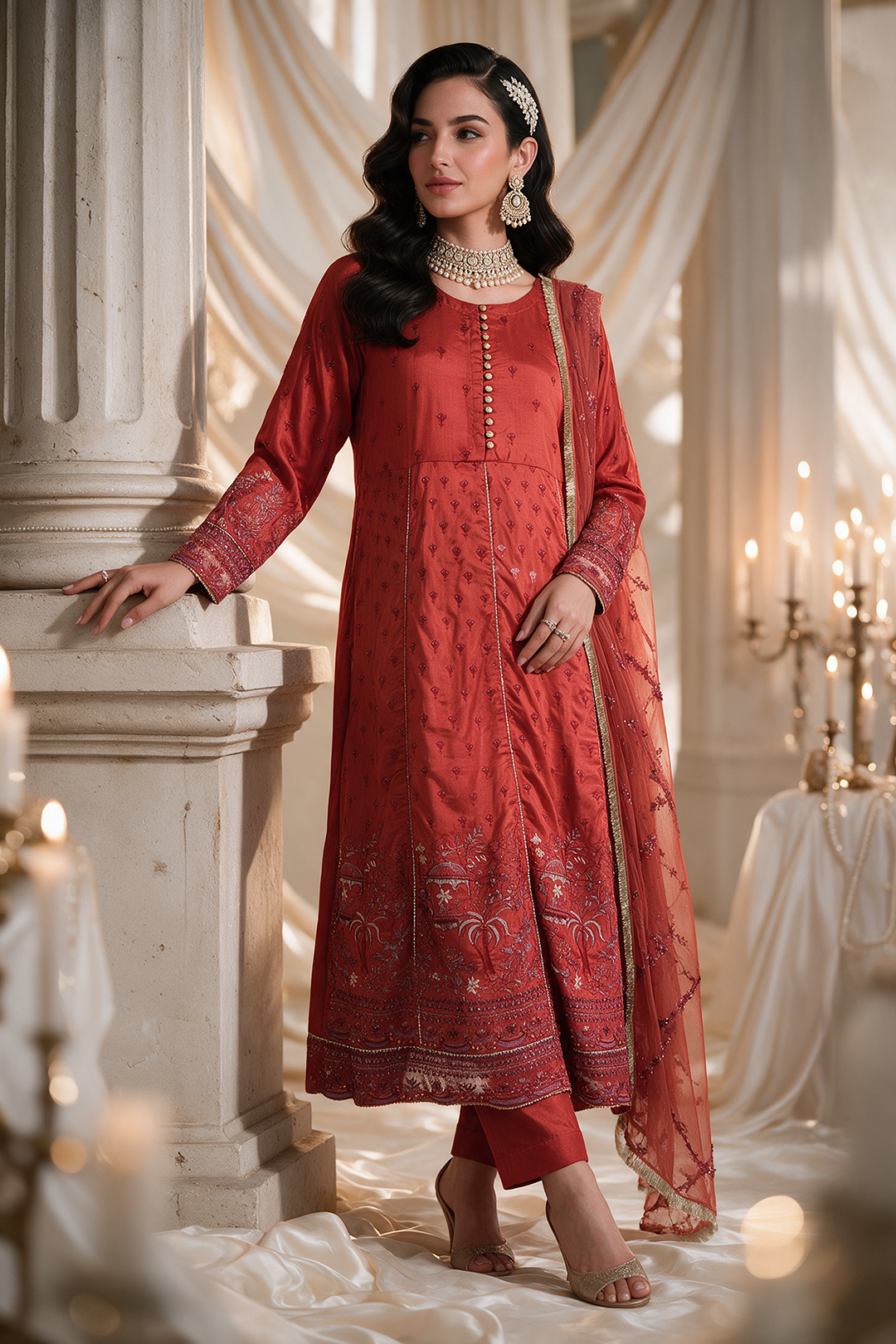Embroidered Kurta Dupatta Trouser - 0737