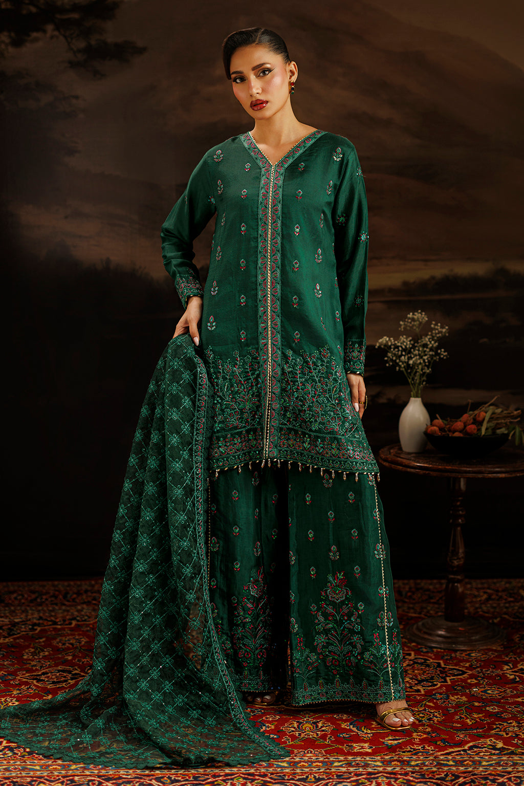Embroidered Kurta Dupatta Trouser - 2735