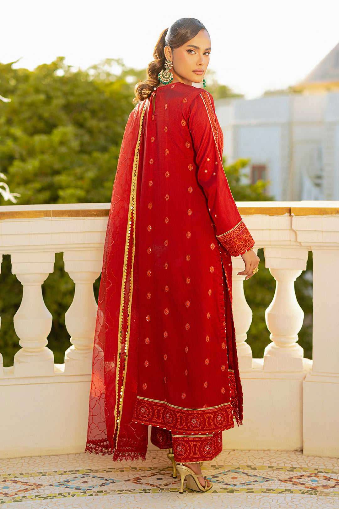 Embroidered Kurta Dupatta Trouser - 2740