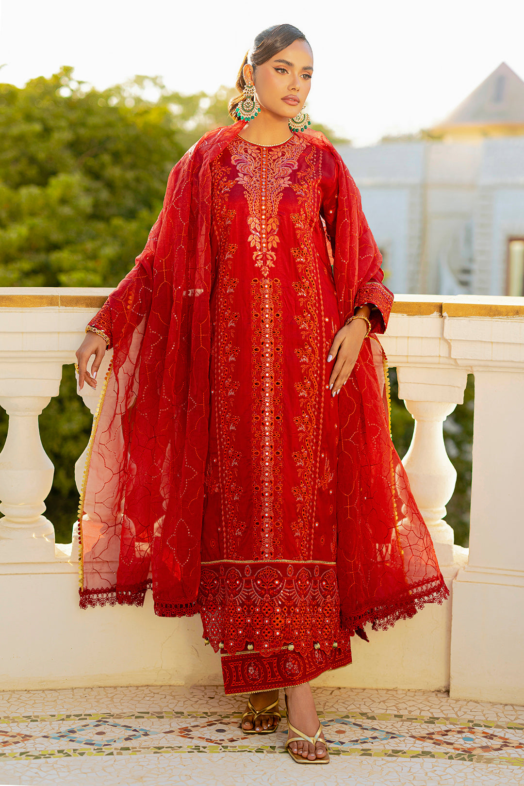 Embroidered Kurta Dupatta Trouser - 2740