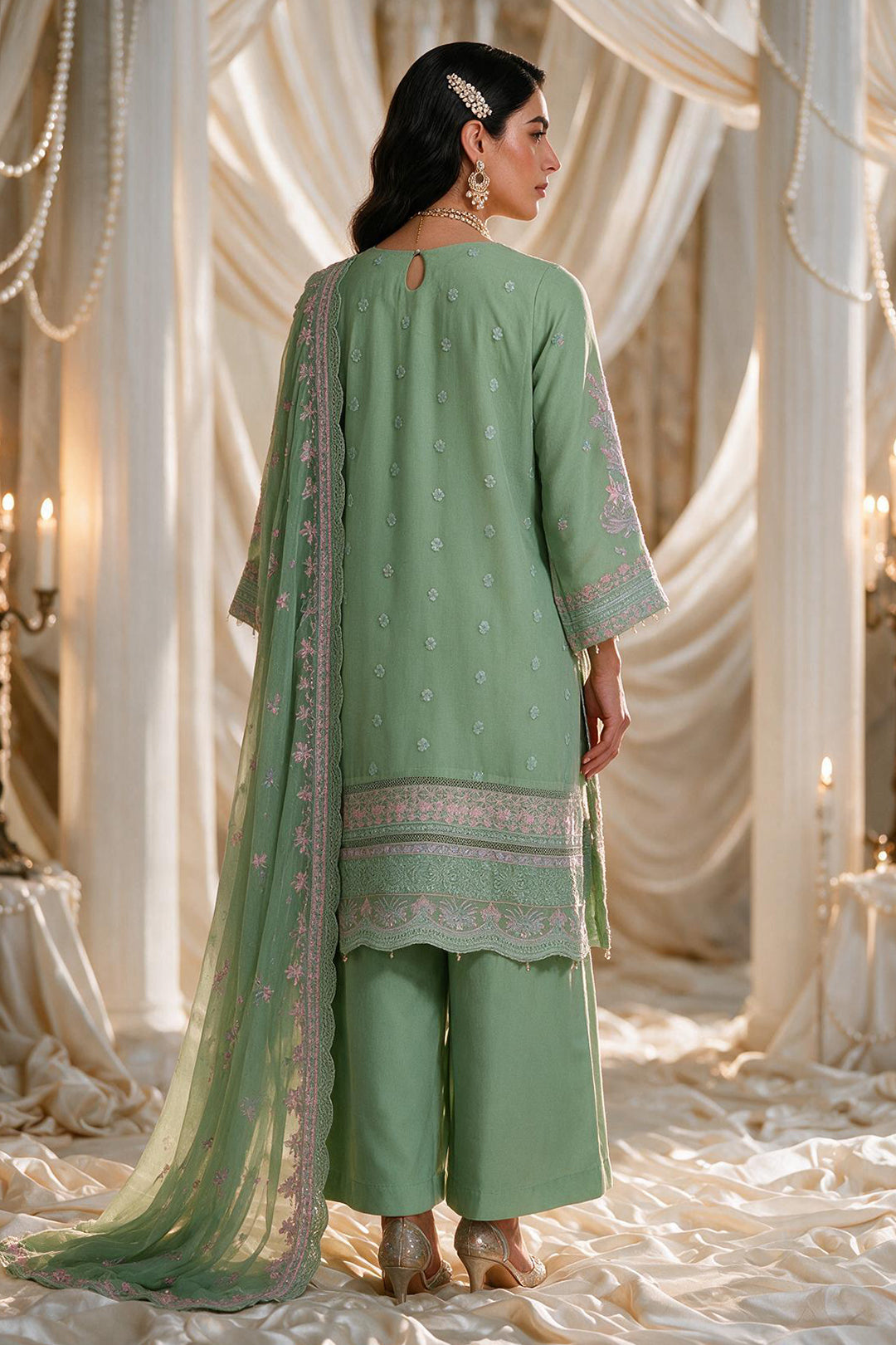 Embroidered Kurta Dupatta Trouser - 0763