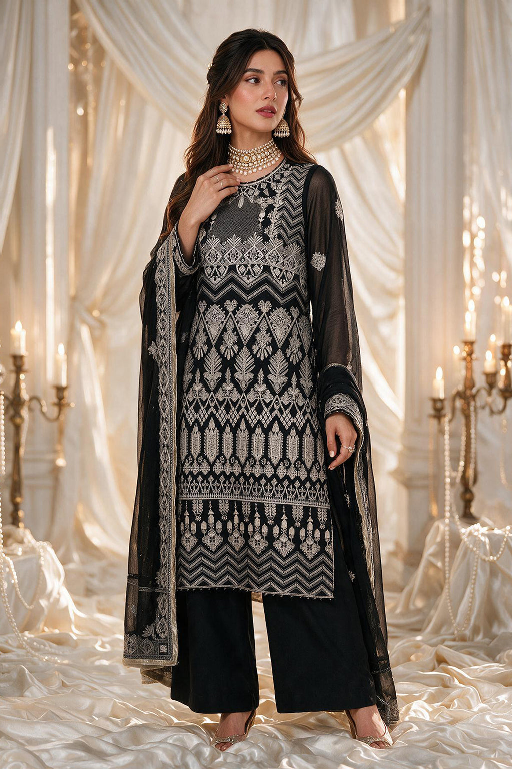Embroidered Kurta Dupatta Trouser - 0766