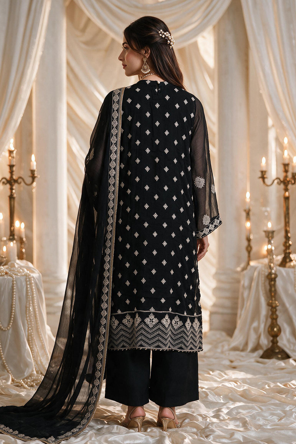 Embroidered Kurta Dupatta Trouser - 0766