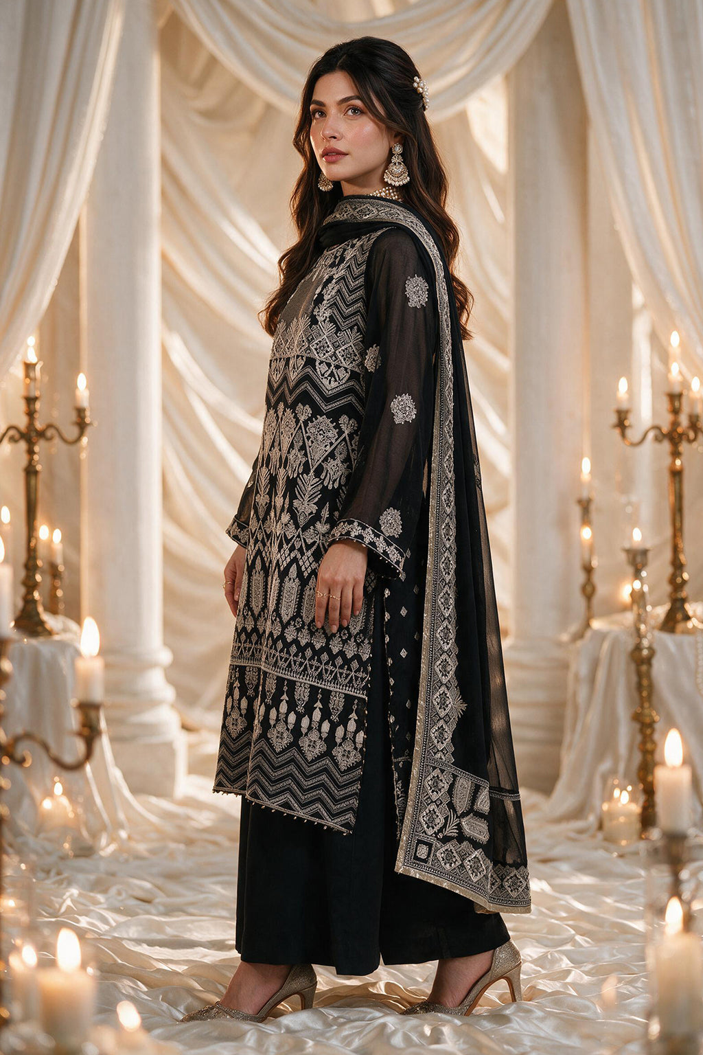 Embroidered Kurta Dupatta Trouser - 0766