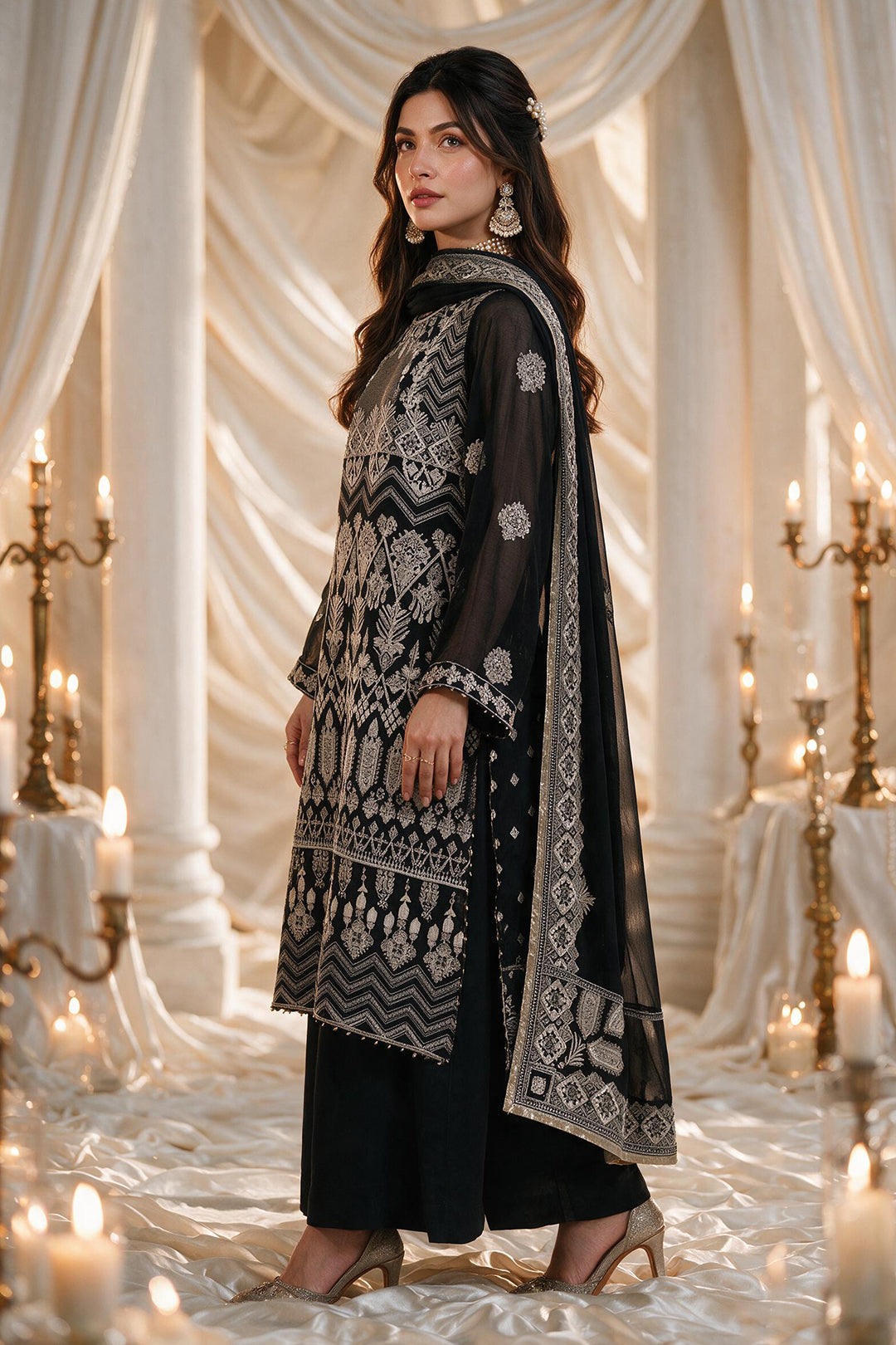 Embroidered Kurta Dupatta Trouser - 0766