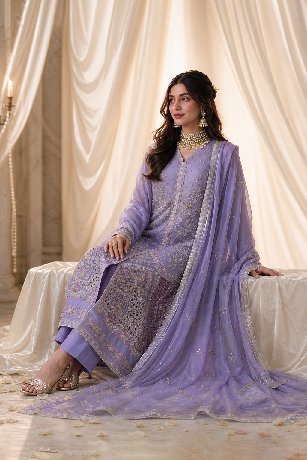 Embroidered Kurta Dupatta Trouser - 0767