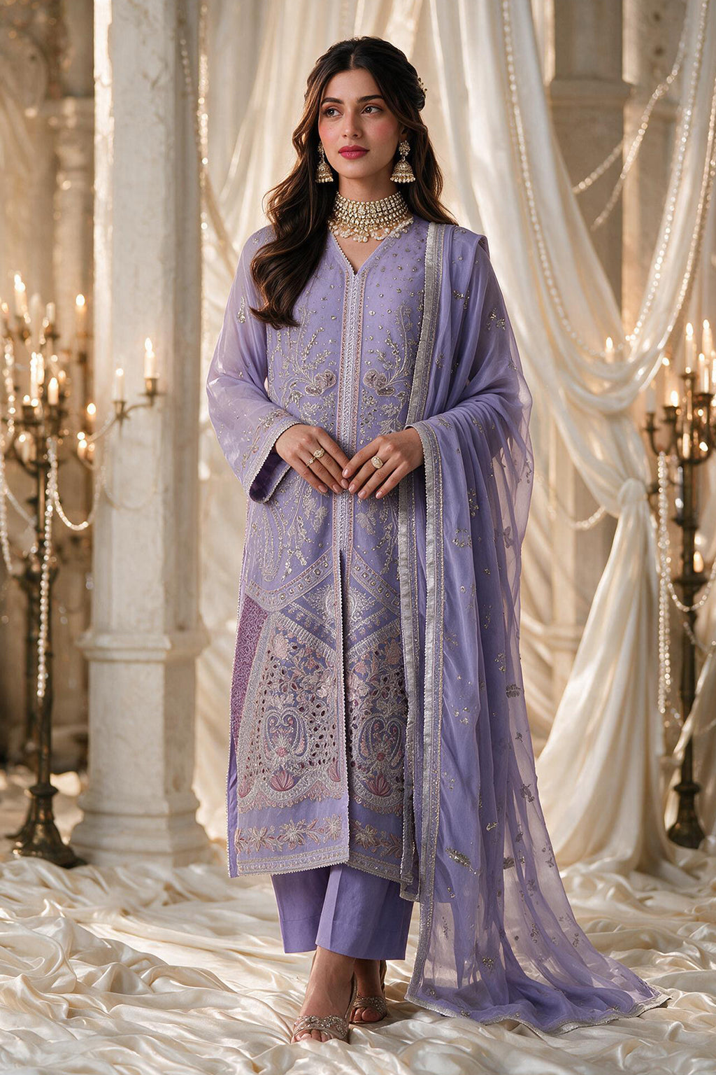 Embroidered Kurta Dupatta Trouser - 0767